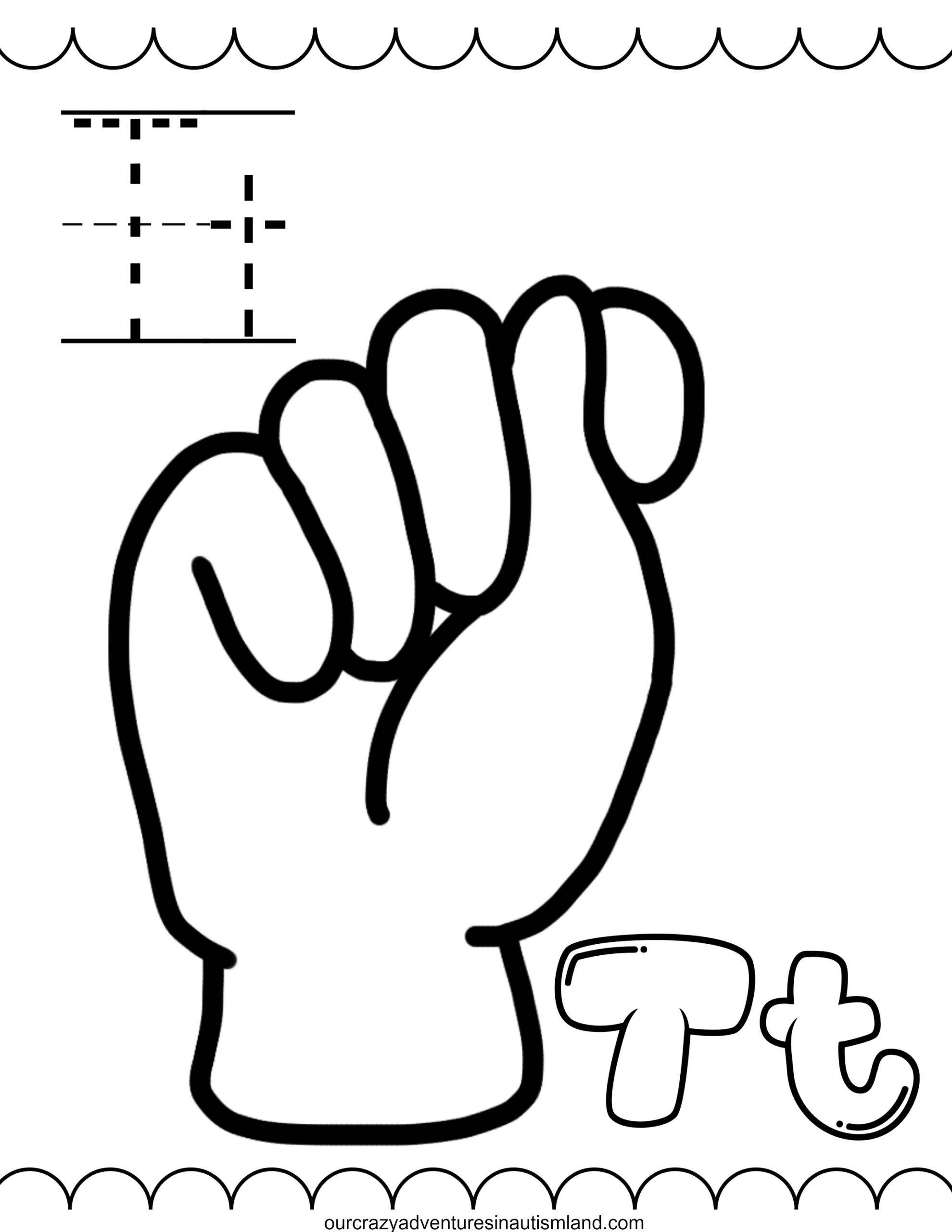 Sign language alphabet coloring book to work on munication
