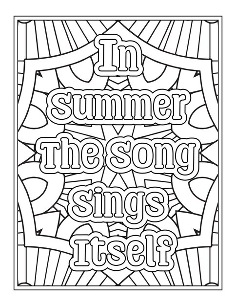Premium vector summer quotes coloring pages for kdp coloring pages