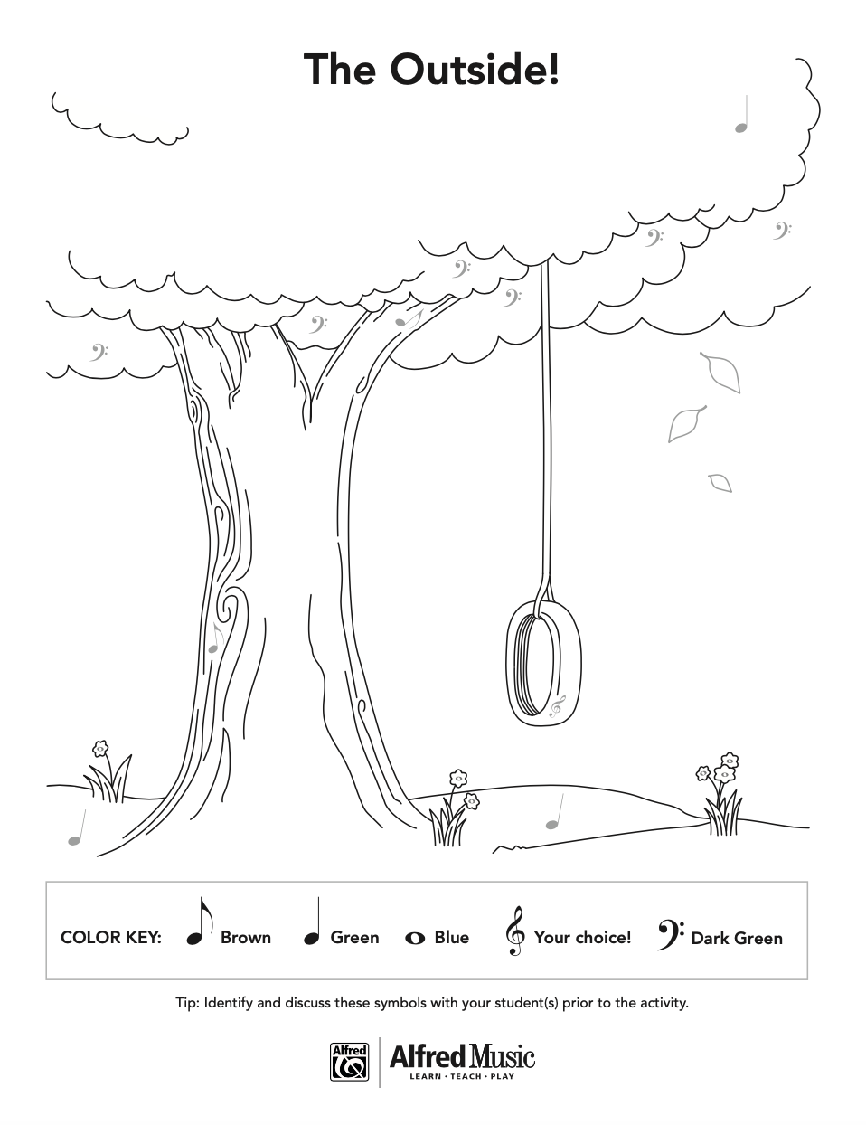 Free music activity music symbol summer coloring pages
