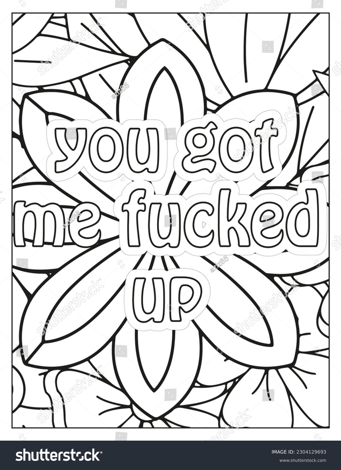 Motivational swear words adult coloring pages stock illustration
