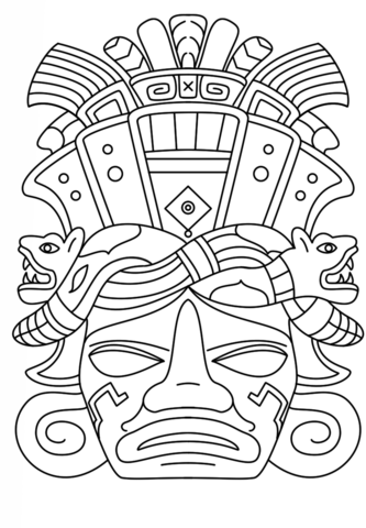 Mayan mask coloring page free printable coloring pages