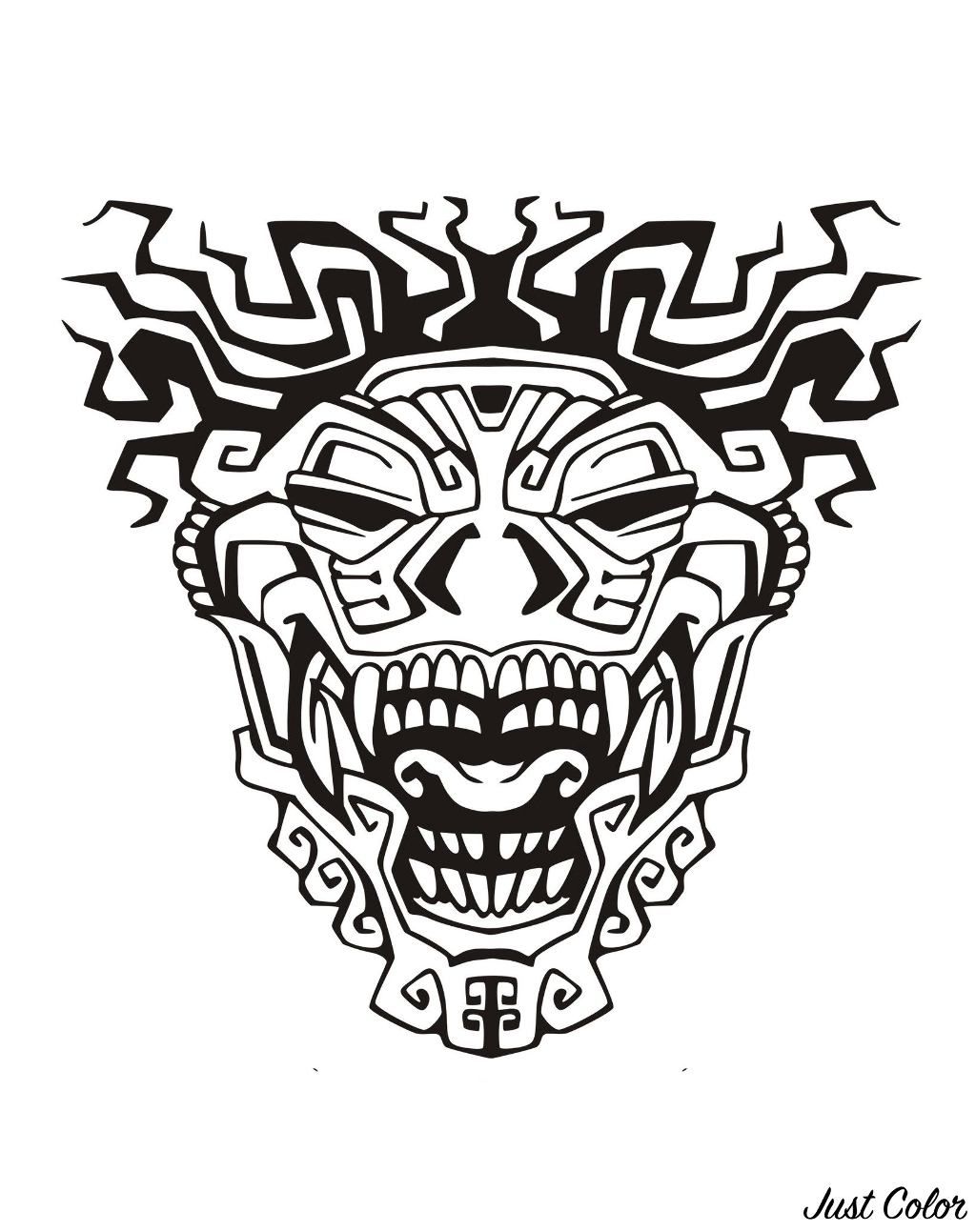 Mask inspired by aztecs mayans and incas