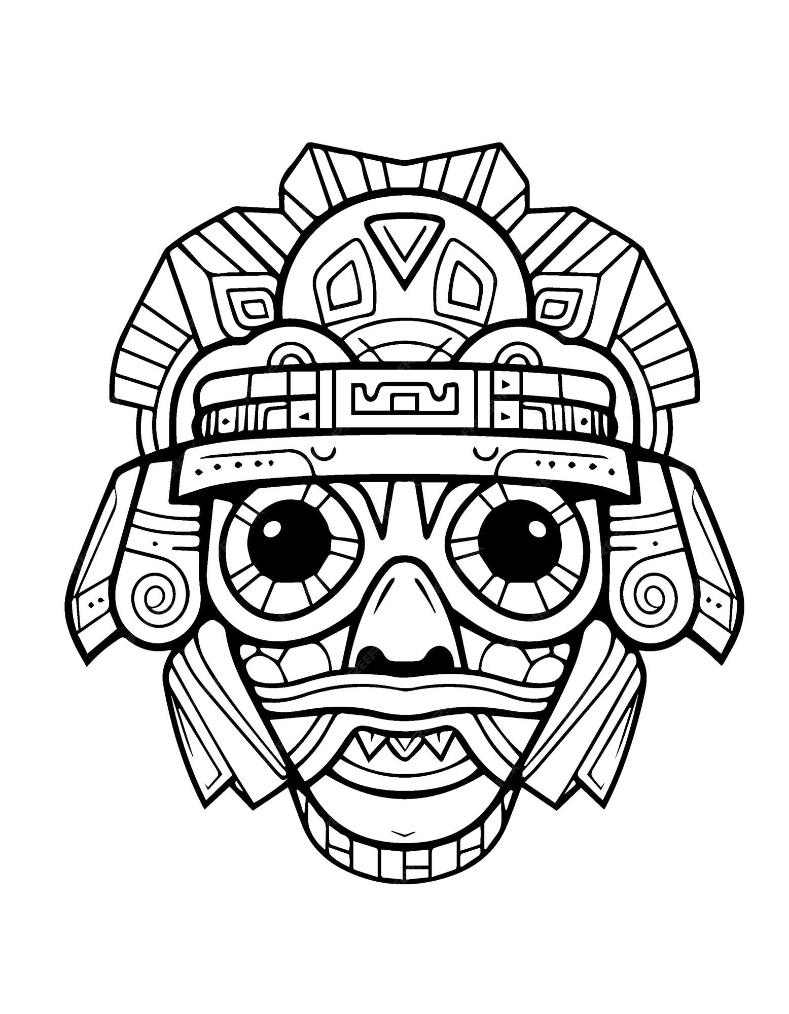 Premium vector ancient wonders to color aztec amp mayan civilization coloring pages