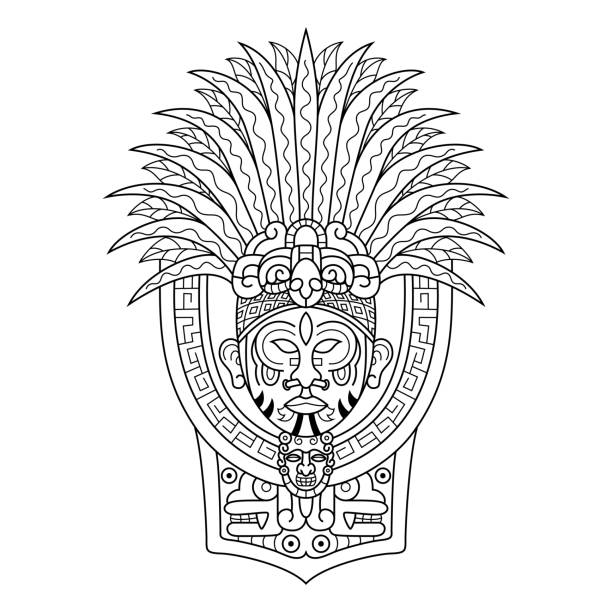 Drawing of inca masks stock illustrations royalty