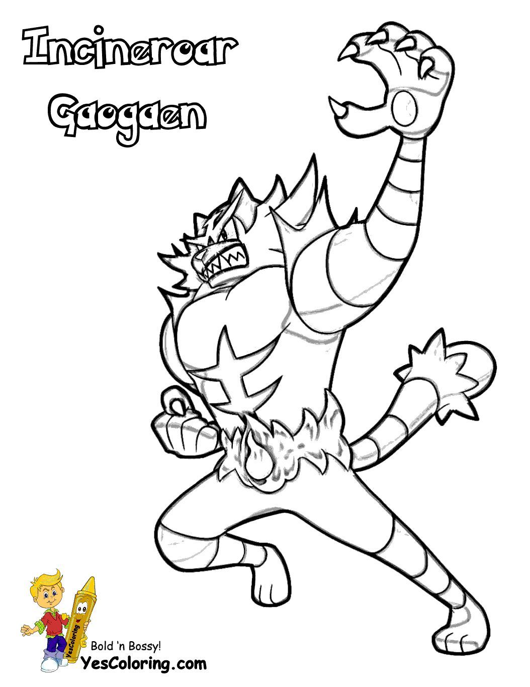 Print out this pokemon incineroar coloring page sweet tell other coloring kids your eyebalâ pokemon coloring pages superhero coloring pages pokemon coloring
