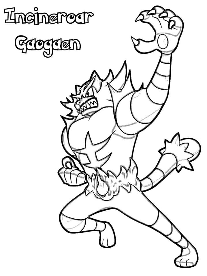 Incineroar pokemon coloring page