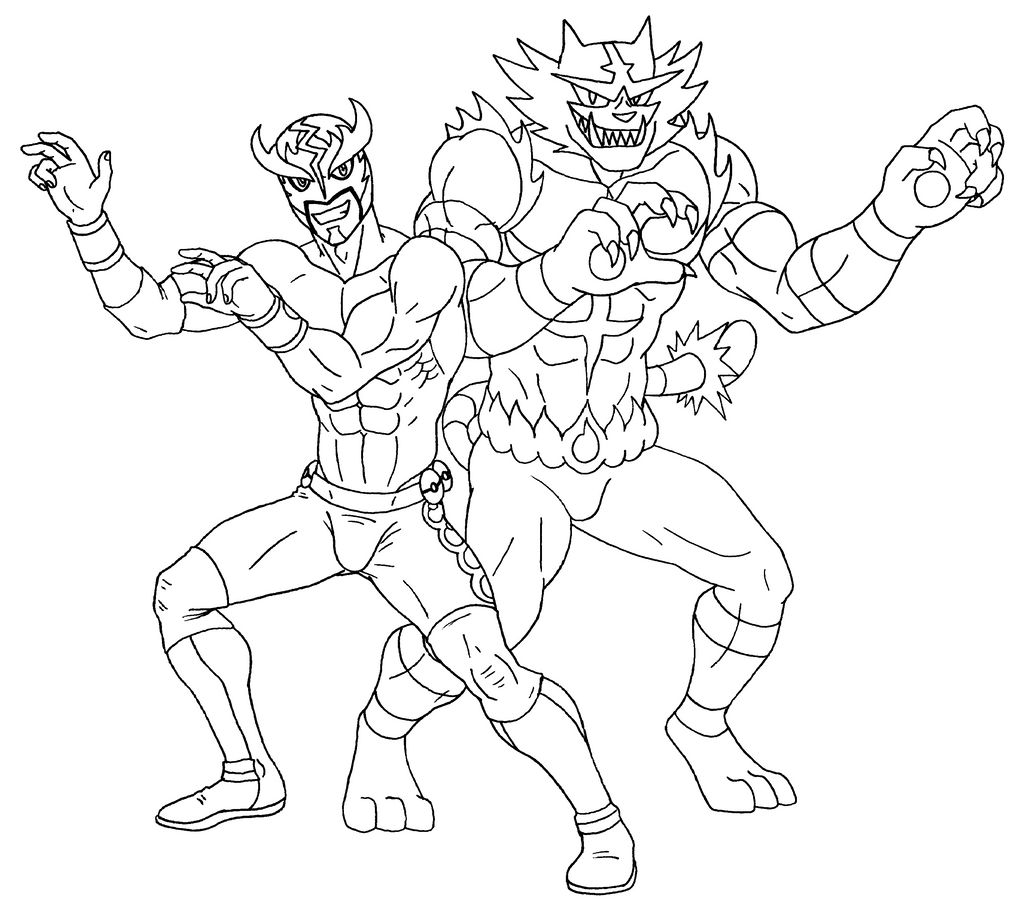 Maskedroyal and incineroar lineart by tuf on
