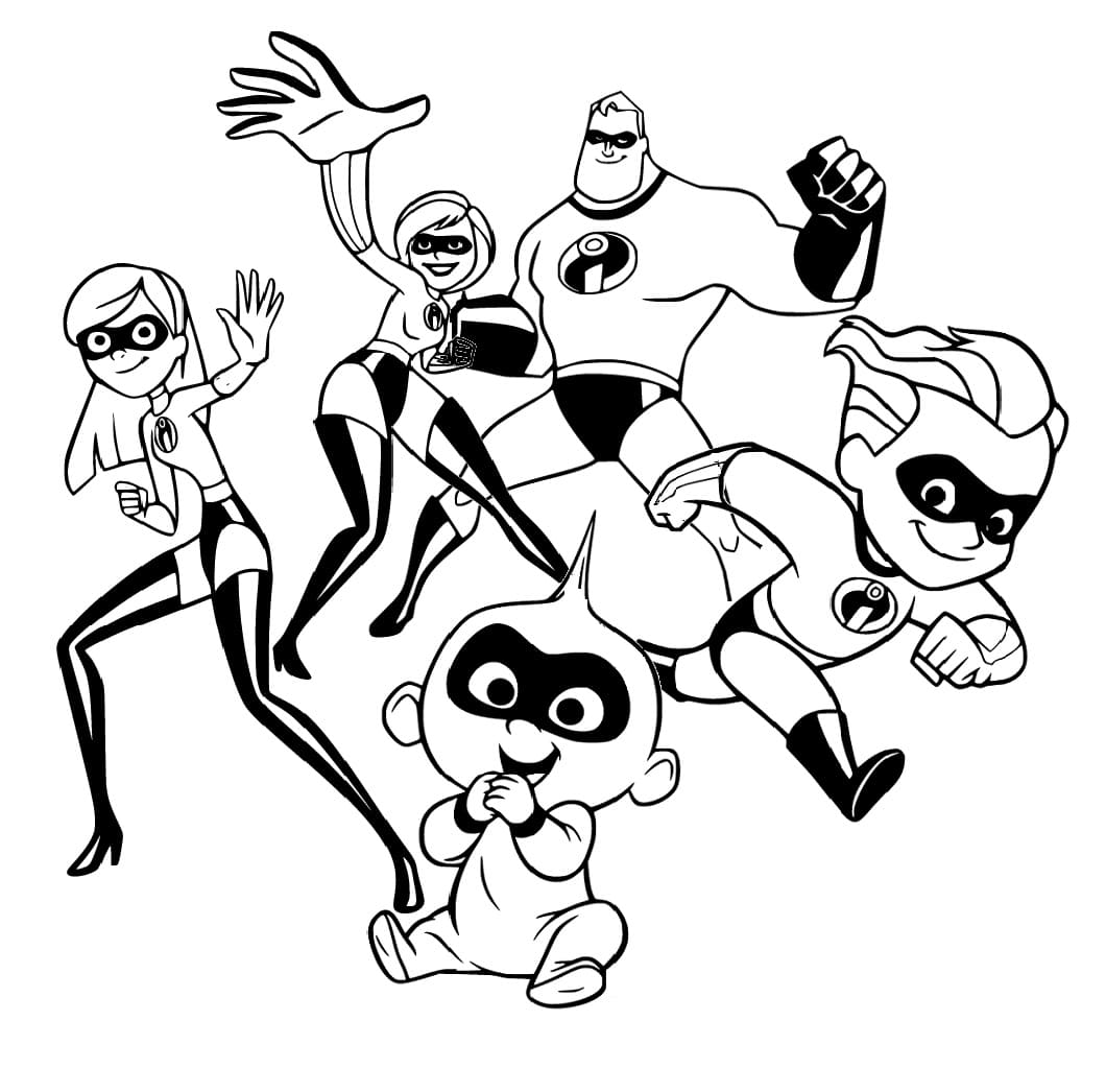 Incredibles family coloring page