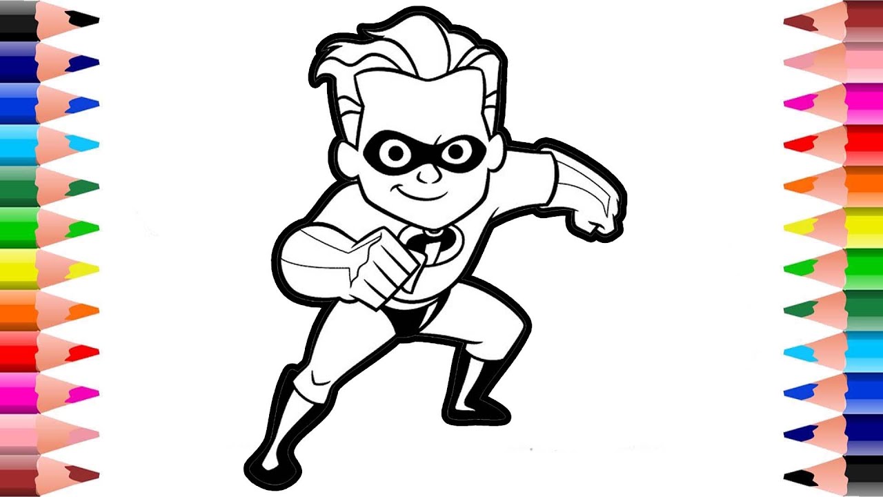 How to draw and color dash parr incredibles incredibles coloring pages superhero coloring pages