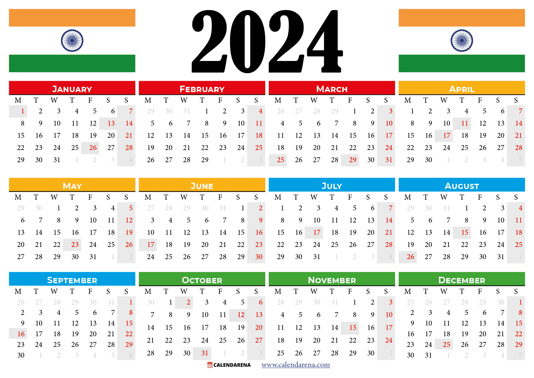 Calendar india with holidays and festivals