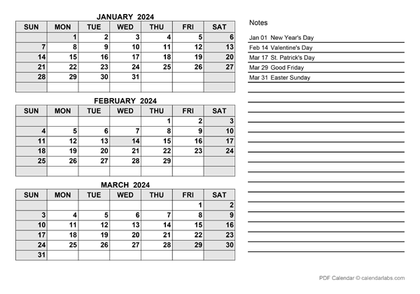 India quarterly calendar with holidays