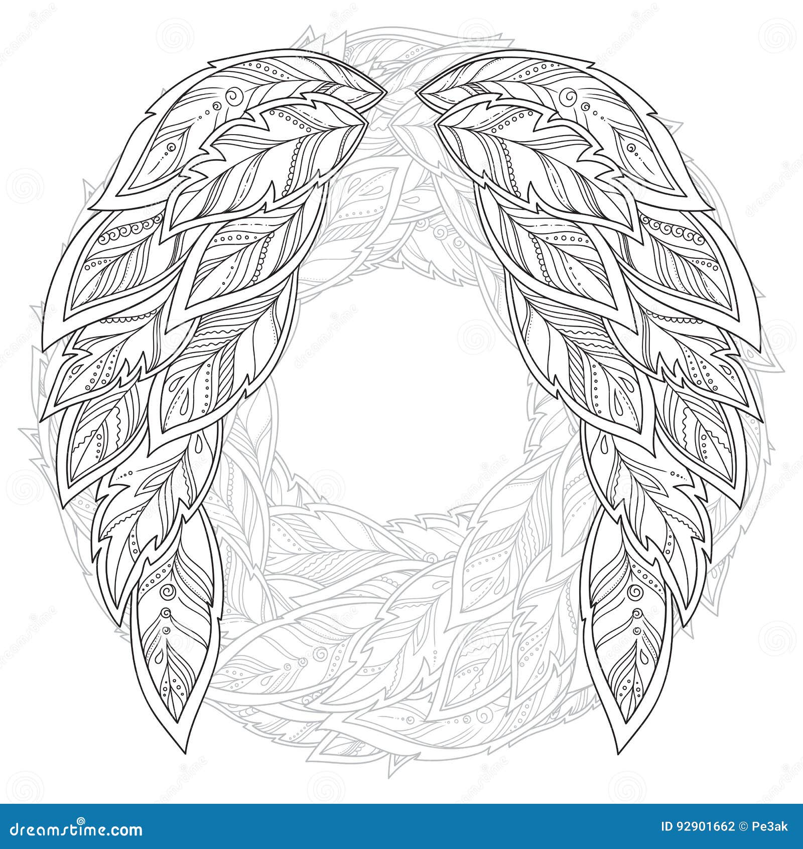 Wings feather pattern for coloring book stock illustration
