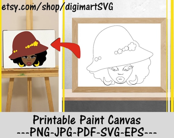 Buy elegant woman printable paint canvas melanin hat png online in india