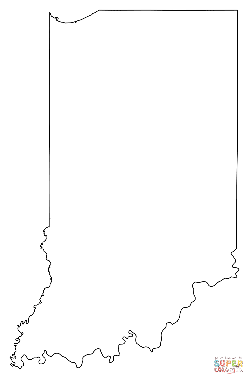 Outline map of indiana coloring page free printable coloring pages
