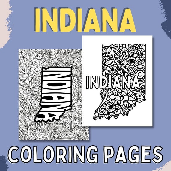 Indiana coloring pages state name floral mandala coloring sheet pdf pages