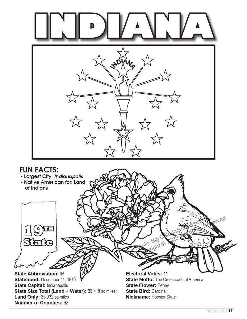 Indiana state coloring book x