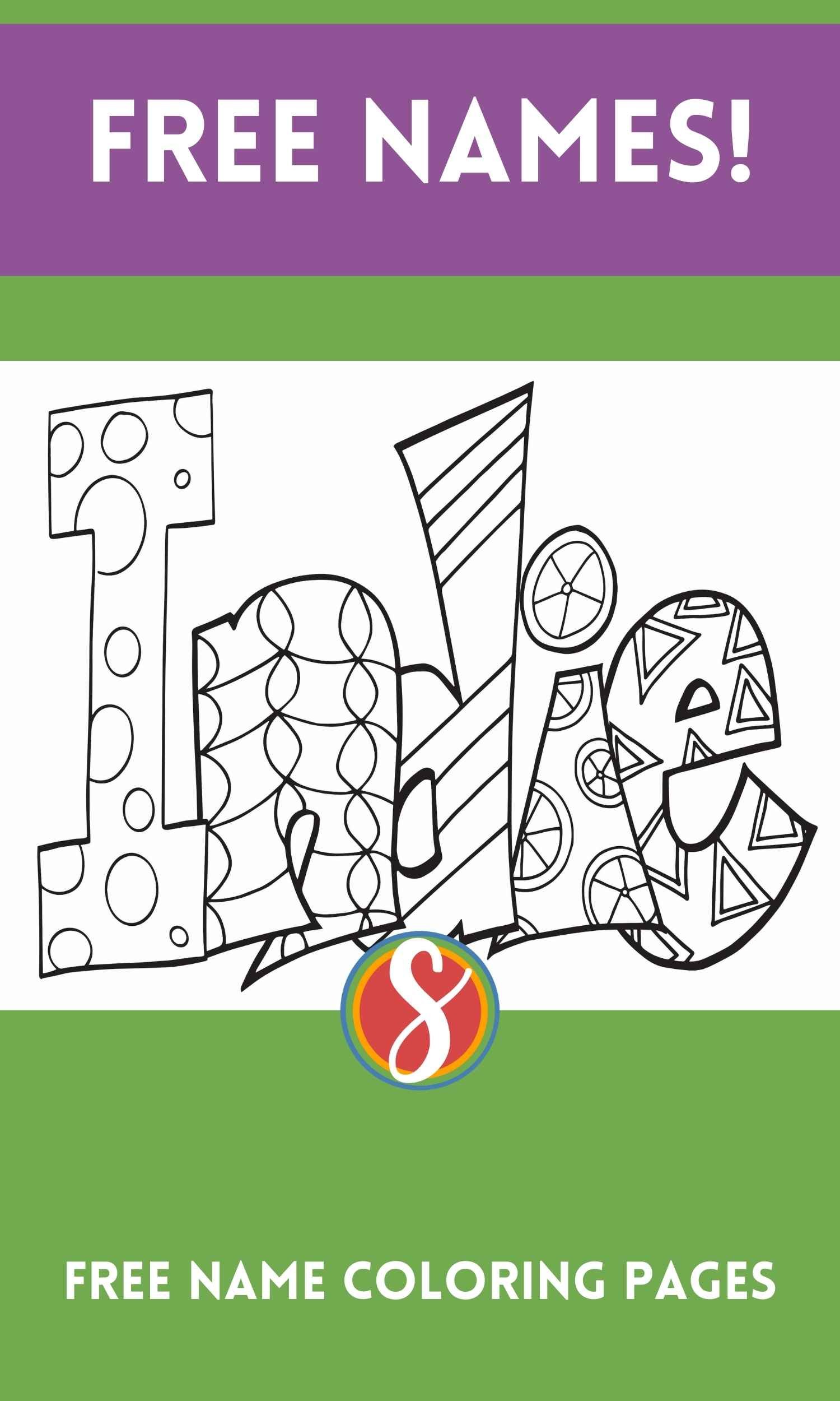 Free indie name coloring page printable â stevie doodles