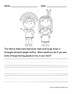 Free columbus day coloring pages writing prompt worksheets