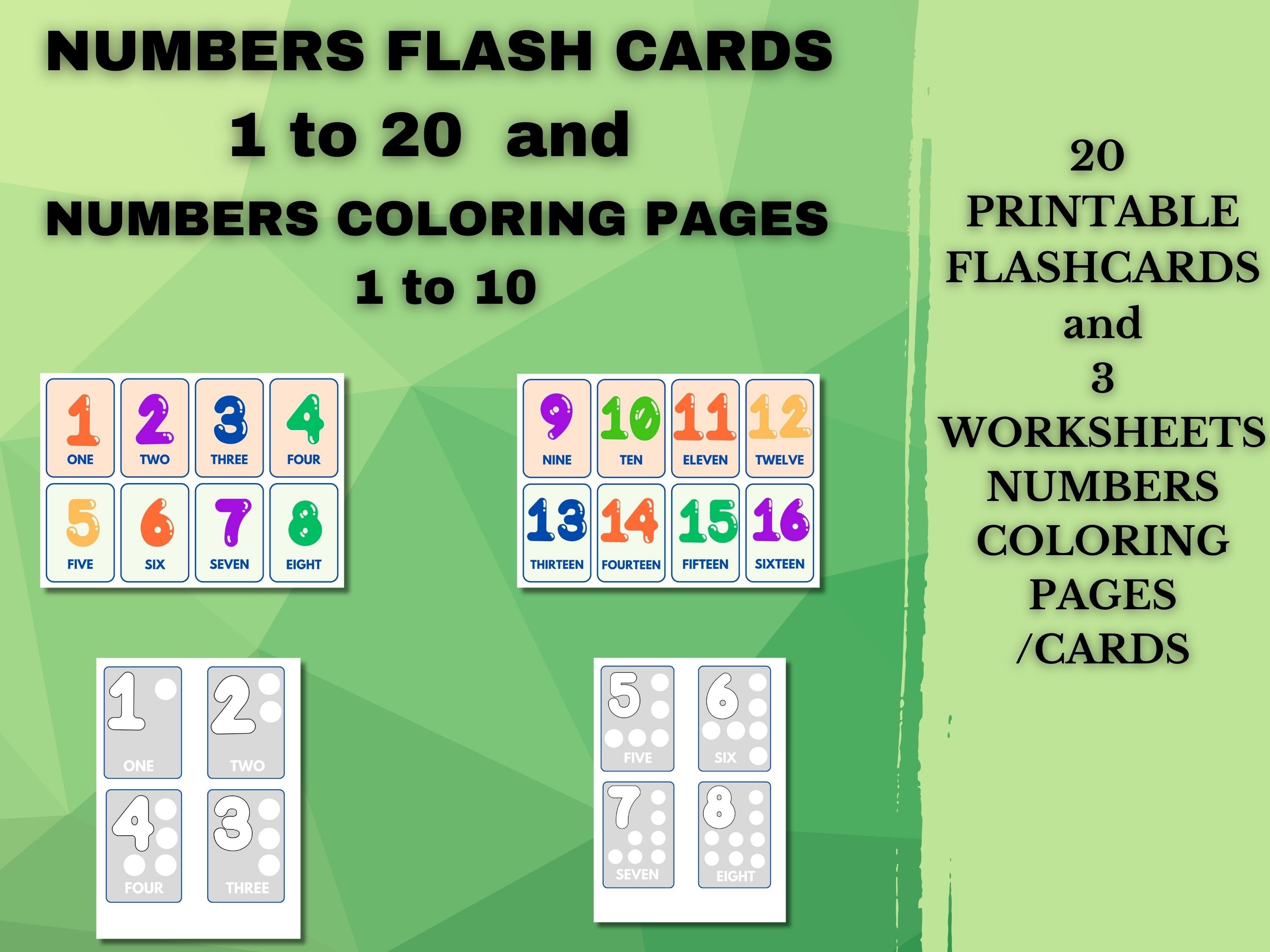 Numbers flash cards to numbers coloring pages flash cards set preschool numbers kindergarten cards number cards numbers printables