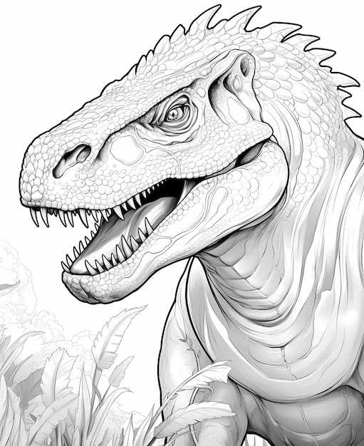 Premium ai image black and white image of an indominus rex dinosaur for the coloring book page