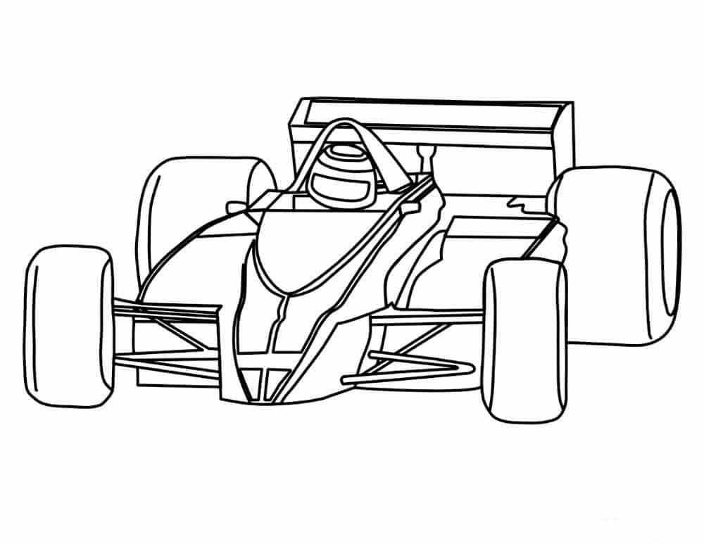 Race car with four wheels coloring page