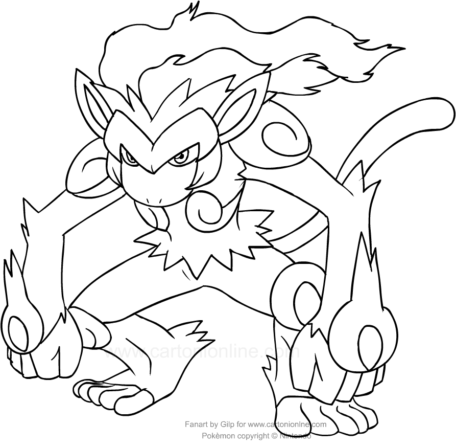 Drawing infernape of the pokemon coloring page