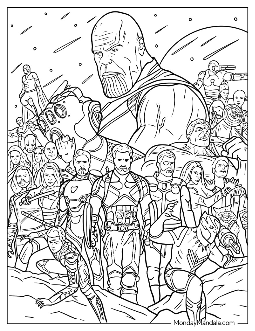 Thanos coloring pages free pdf printables