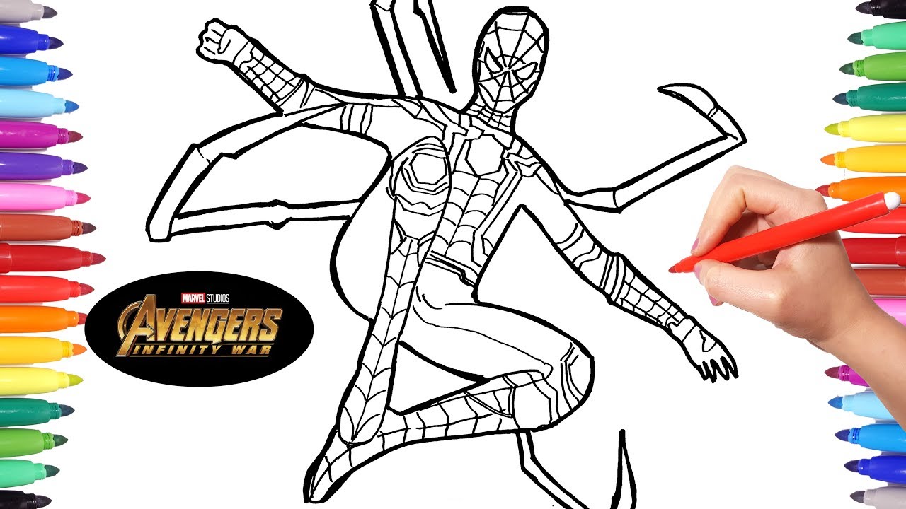 Avengers infinity war iron spider avengers coloring pages how to draw spideran infinity war