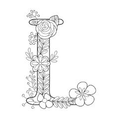 Letter l coloring book for adults royalty free vector image coloring letters embroidery alphabet floral embroidery patterns