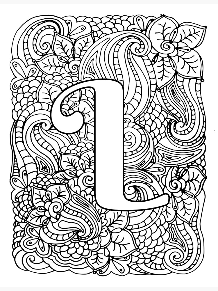 Adult coloring page monogram letter l greeting card for sale by mamasweetea