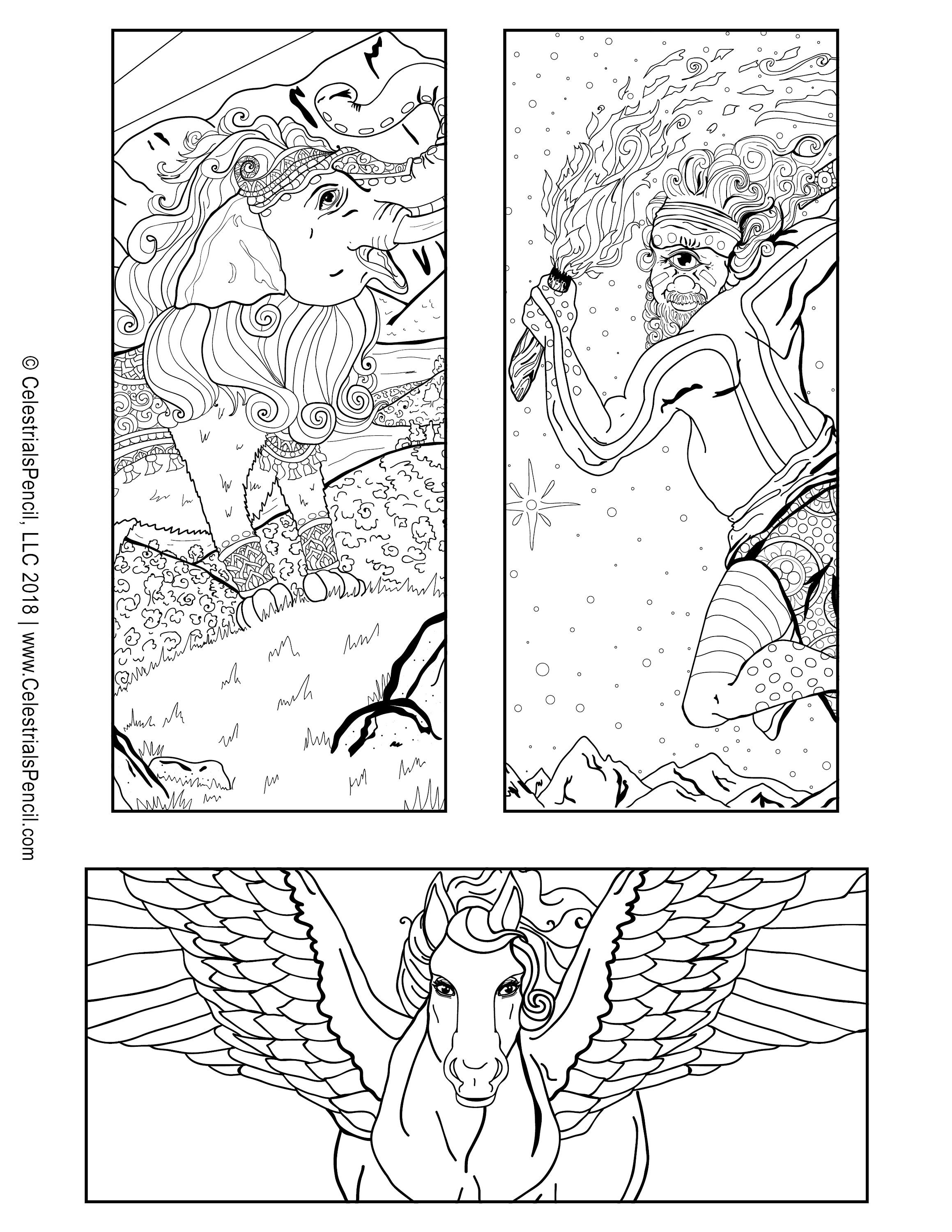 Colorable bookmarks mythical creatures printable