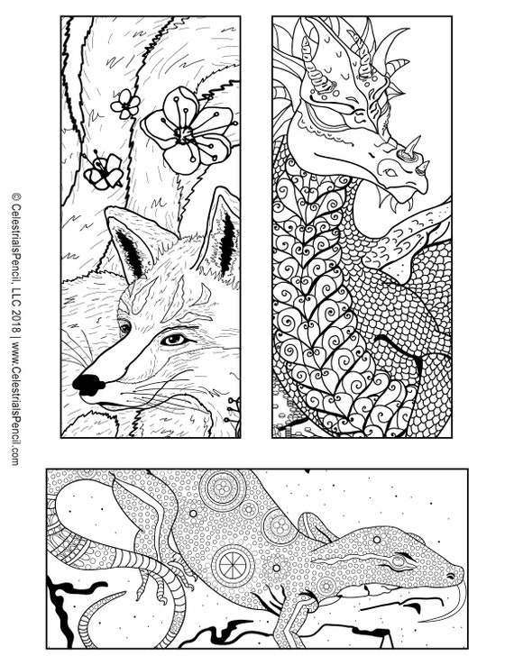Colorable bookmarks mythical creatures printable