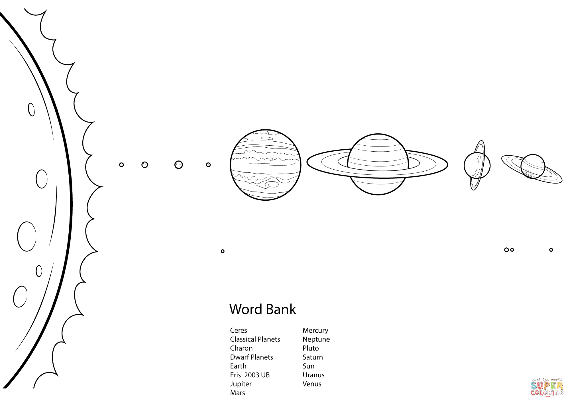 Solar system worksheet coloring page free printable coloring pages