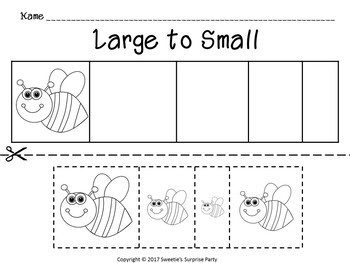Sort by size activity sheets