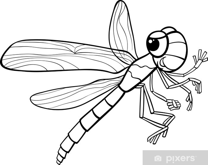 Sticker dragonfly insect coloring page