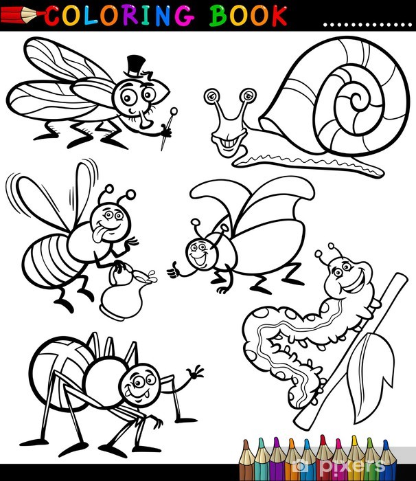 Sticker insects and bugs for coloring book