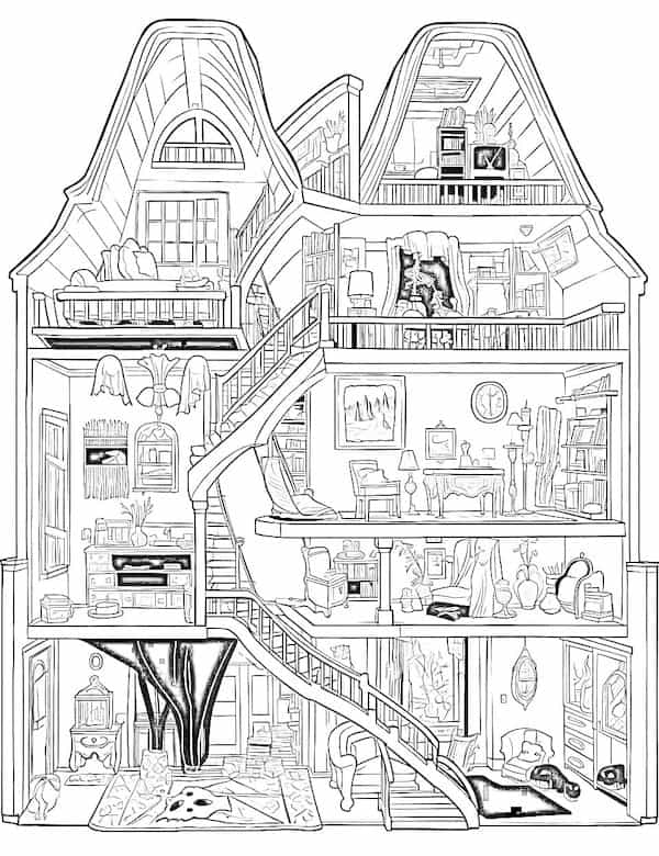 Creative haunted house coloring pages