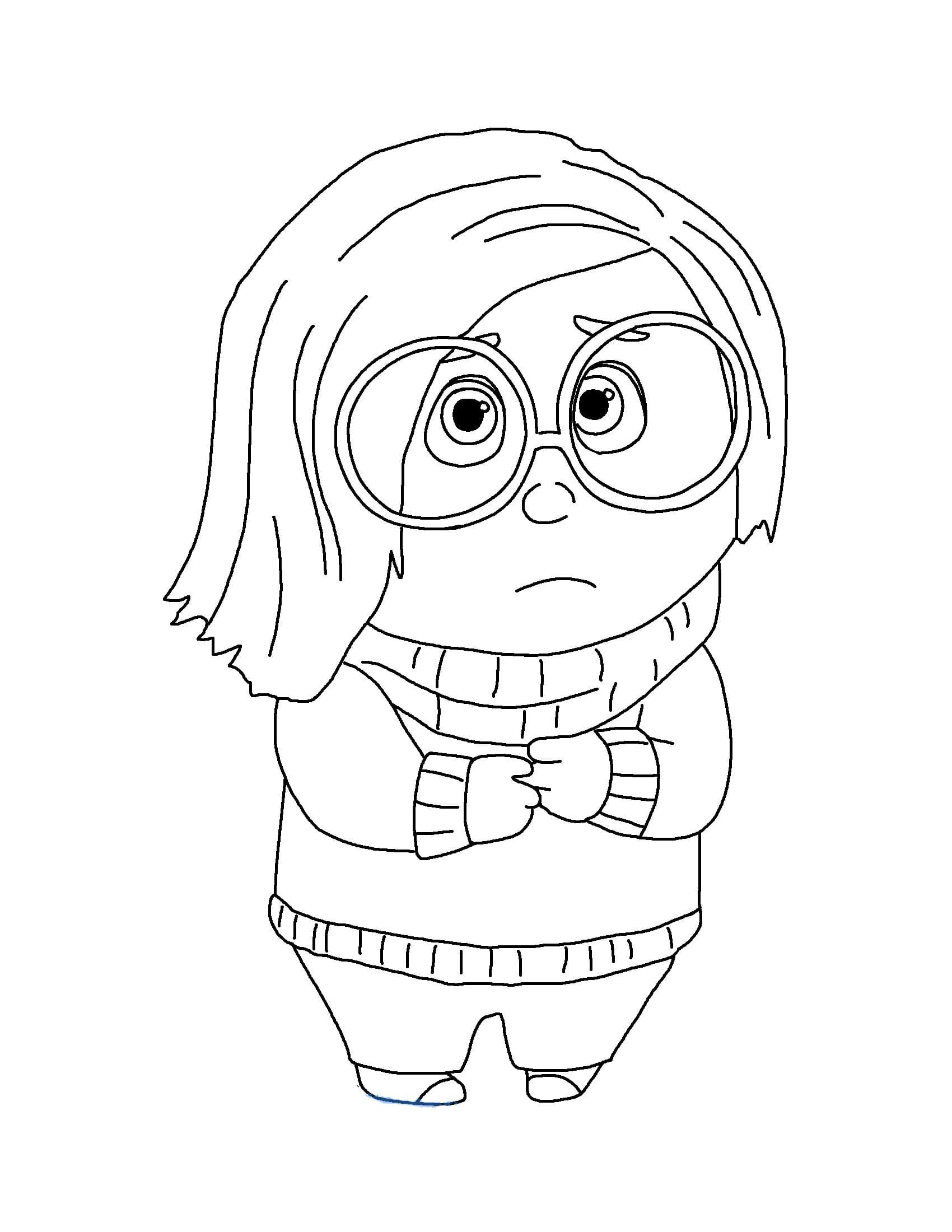 Free sadness image coloring page