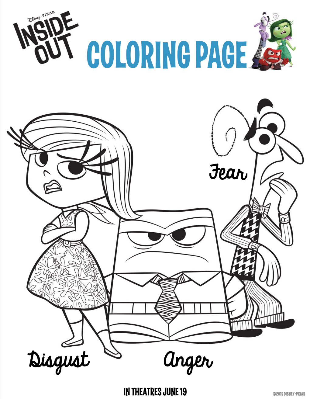Fun and free inside out coloring pages