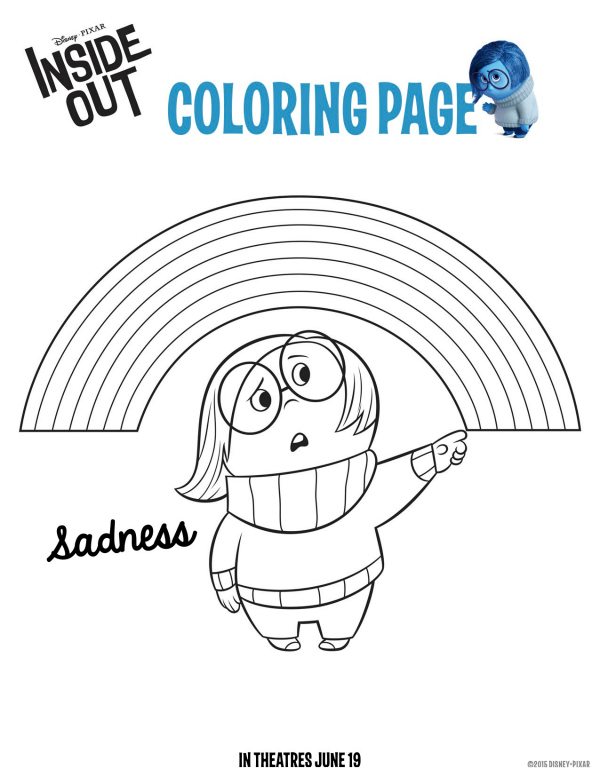 Disney pixar inside out sadness coloring page
