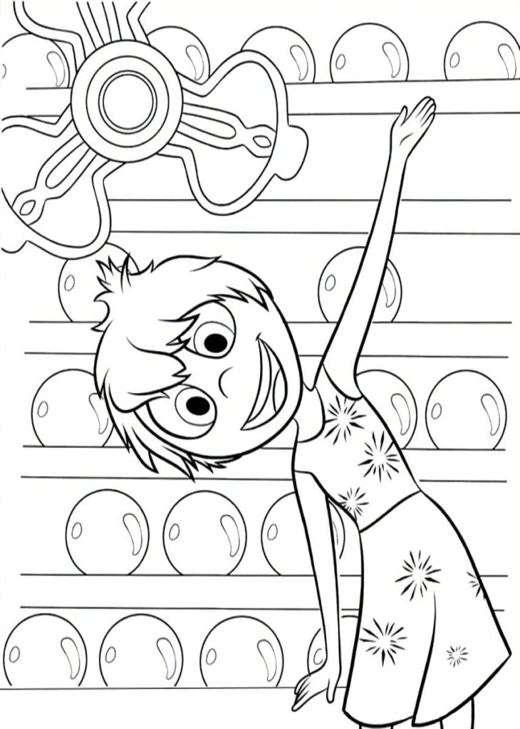 Girl next to memories from the movie inside out coloring page