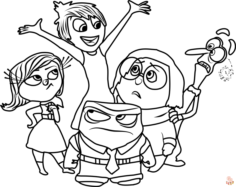 Discover fun with inside out coloring pages for kids and adults alike