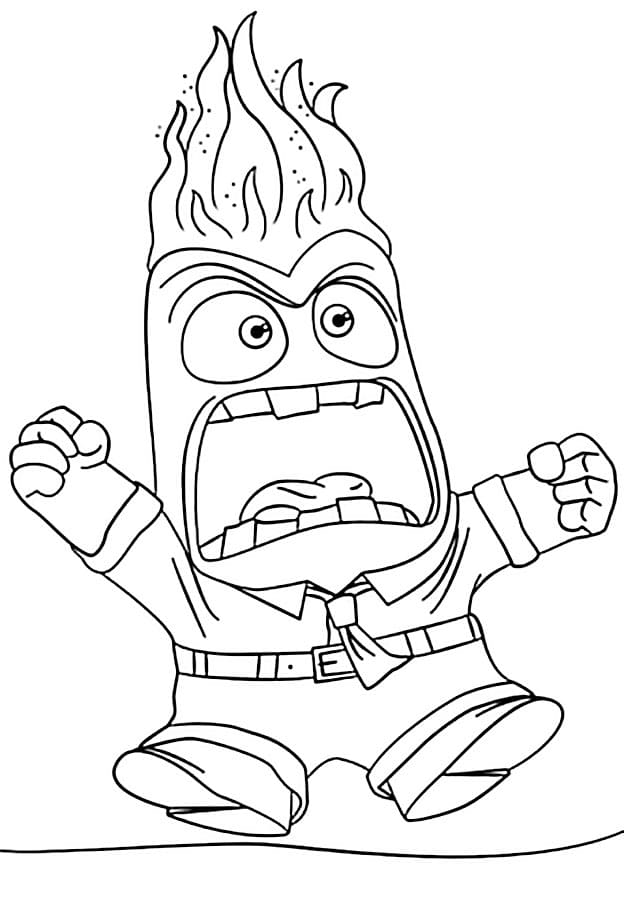Drawing of the anger hero from the inside out cartoon coloring page