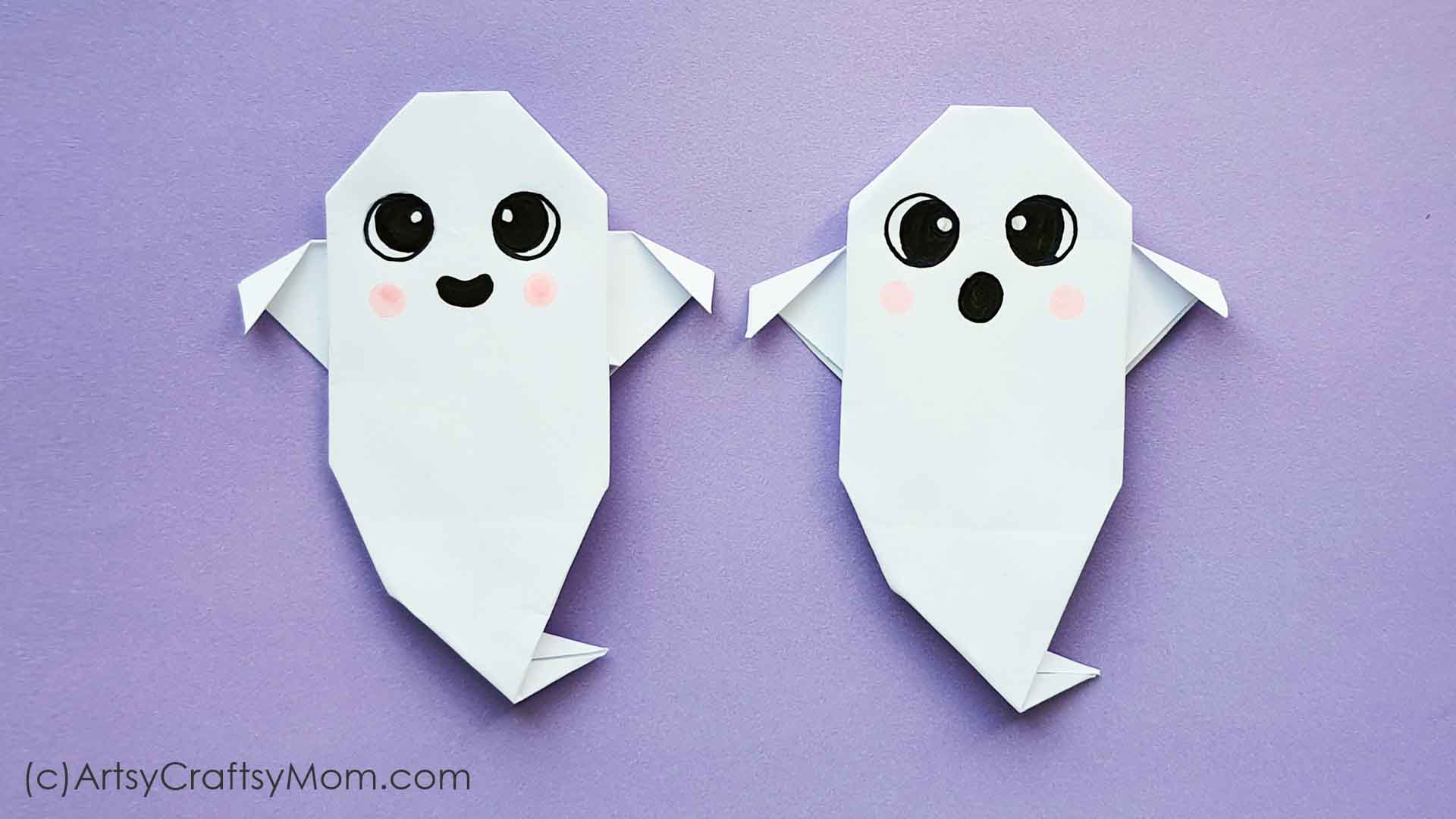 Easy origami ghost craft for kids halloween craft