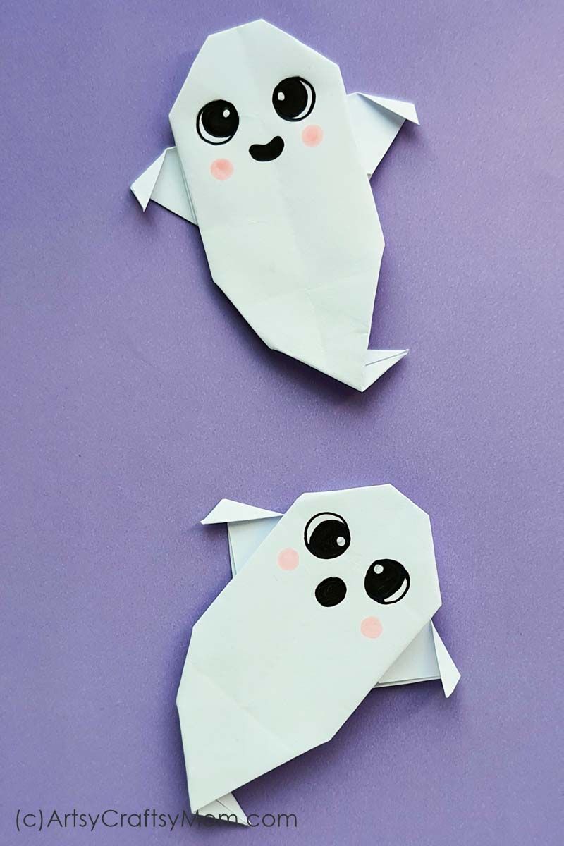 Easy origami ghost craft for kids halloween craft ghost crafts halloween crafts halloween origami