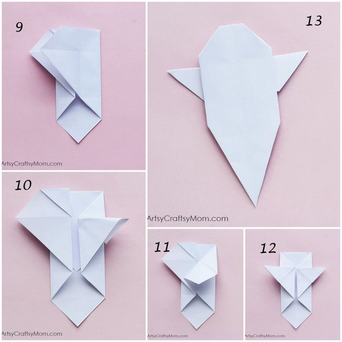 Easy origami ghost craft for kids halloween craft