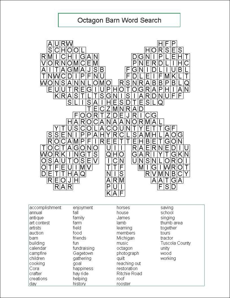 Word search â thumb octagon barn agricultural museum