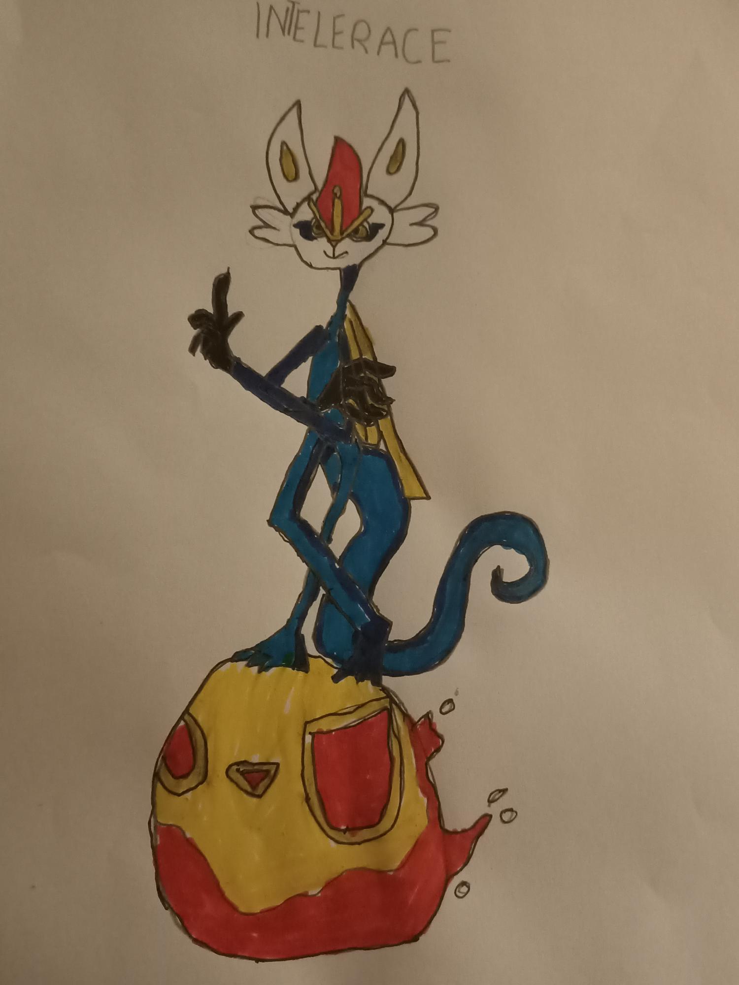 Intelerace this is my drawing of a mix of inteleon and cinderace