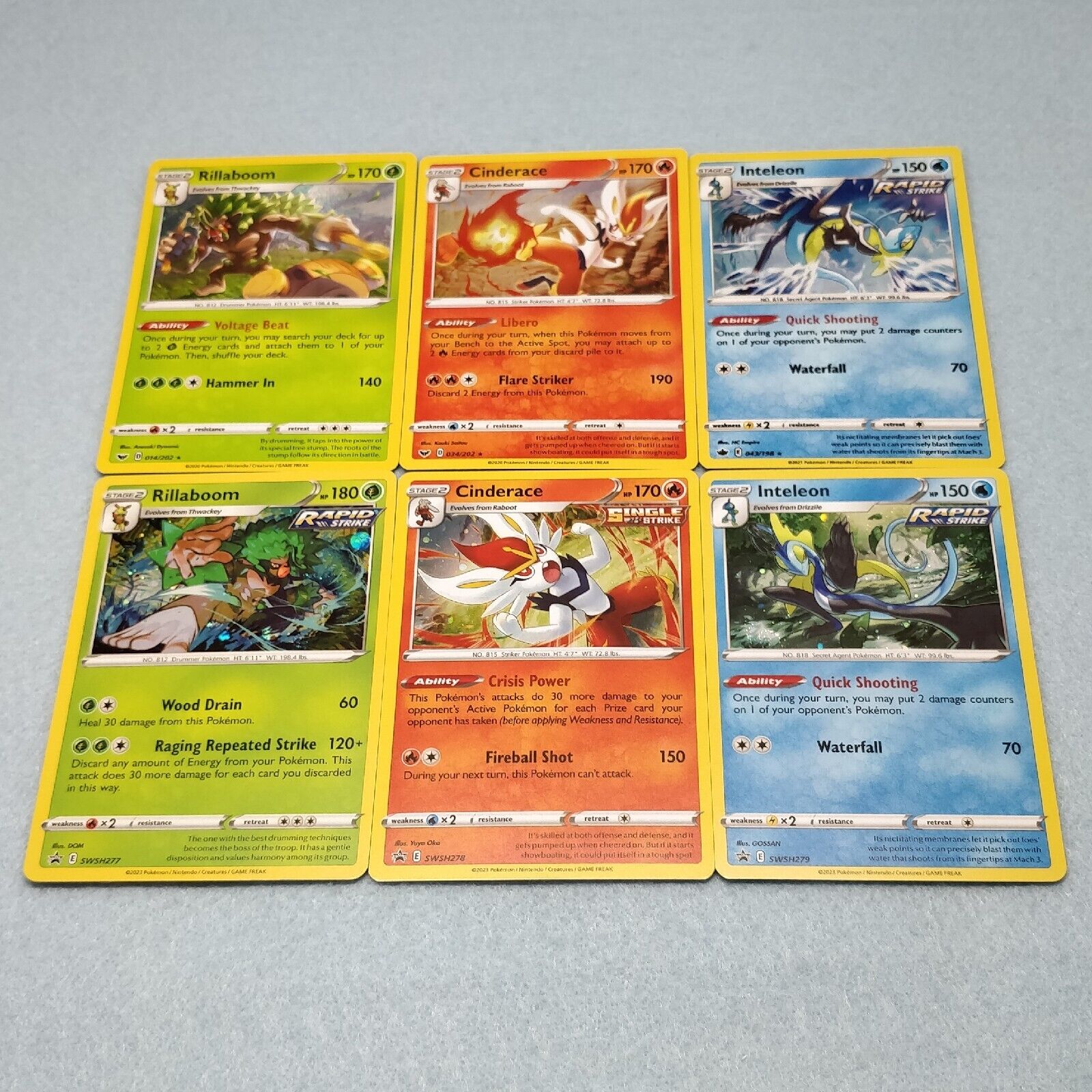 Pokemon cinderace inteleon rillaboom card holo promo set nm