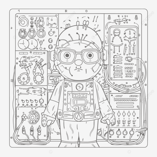 Dibujo de pãgina para colorear robot con un boceto ilustraciãn apertura vector png dibujos dibujo de ala dibujo de rata dibujo de robot png y vector para dcargar gratis